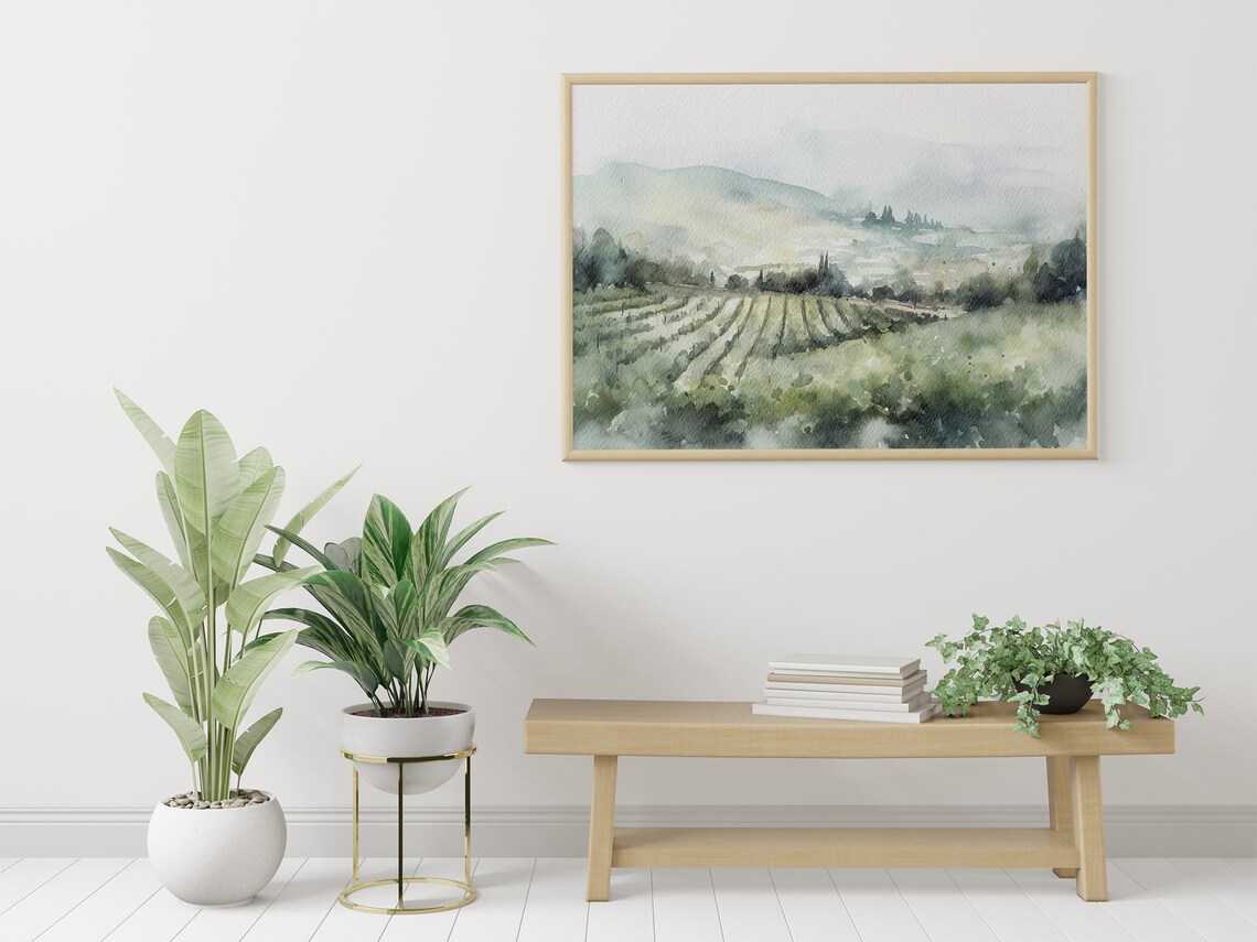 Napa Valley Watercolor Landscape, California Travel Poster - Image 3