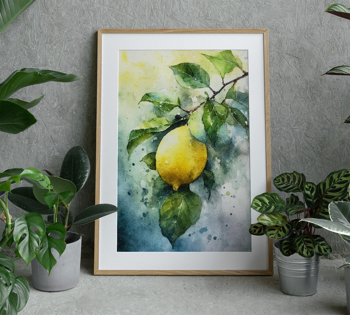 Lemon Tree Watercolor Art Print, Kitchen Wall Art - Image 4