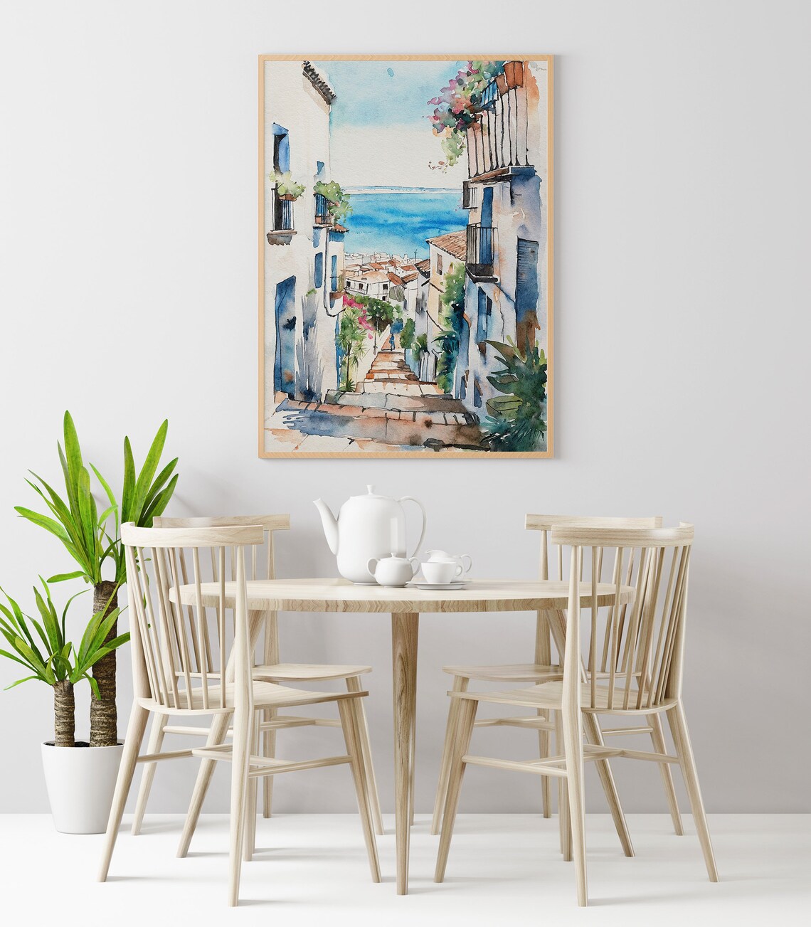 Sicily Cityscape Watercolor Art Print, Italian Street - Image 2