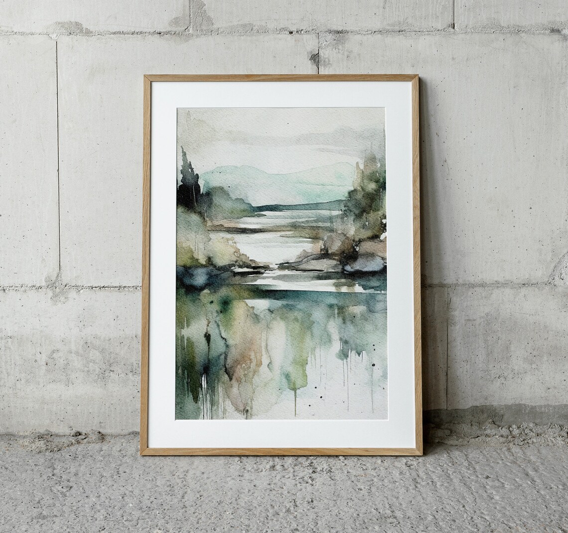 Columbia River Watercolor Landscape, Washington Art Print - Image 2