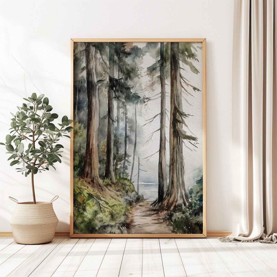 Oregon Forest Watercolor Art Print, Evergreen Pines - Image 4