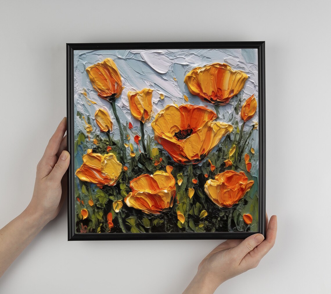 California Poppy Oil Painting, Wildflower Art Print - Image 4