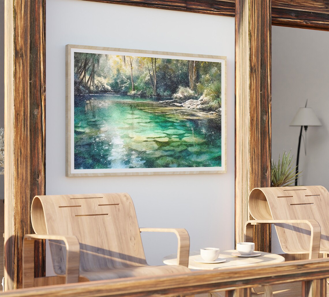 Crystal River, Florida Watercolor Landscape Art Print - Image 4