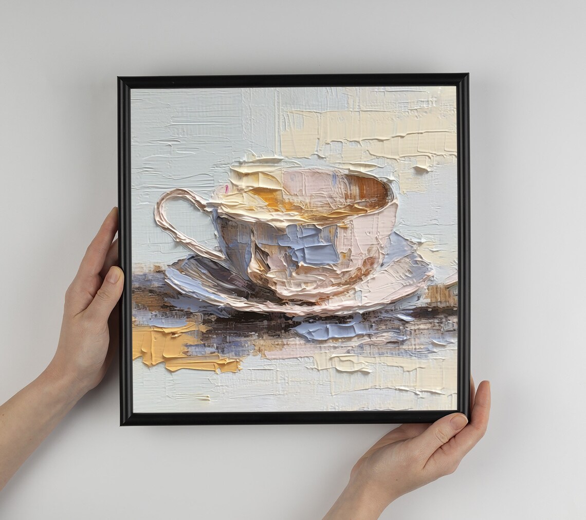 Coffee Cup Oil-Painting-Style Kitchen Art Print - Image 4