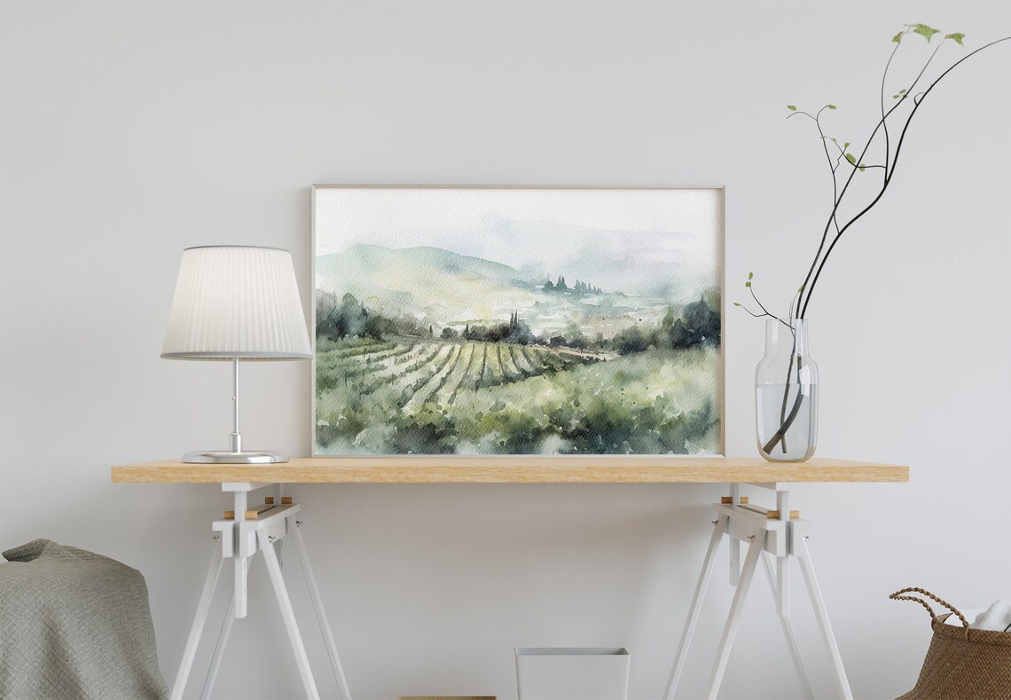 Napa Valley Watercolor Landscape, California Travel Poster - Image 4