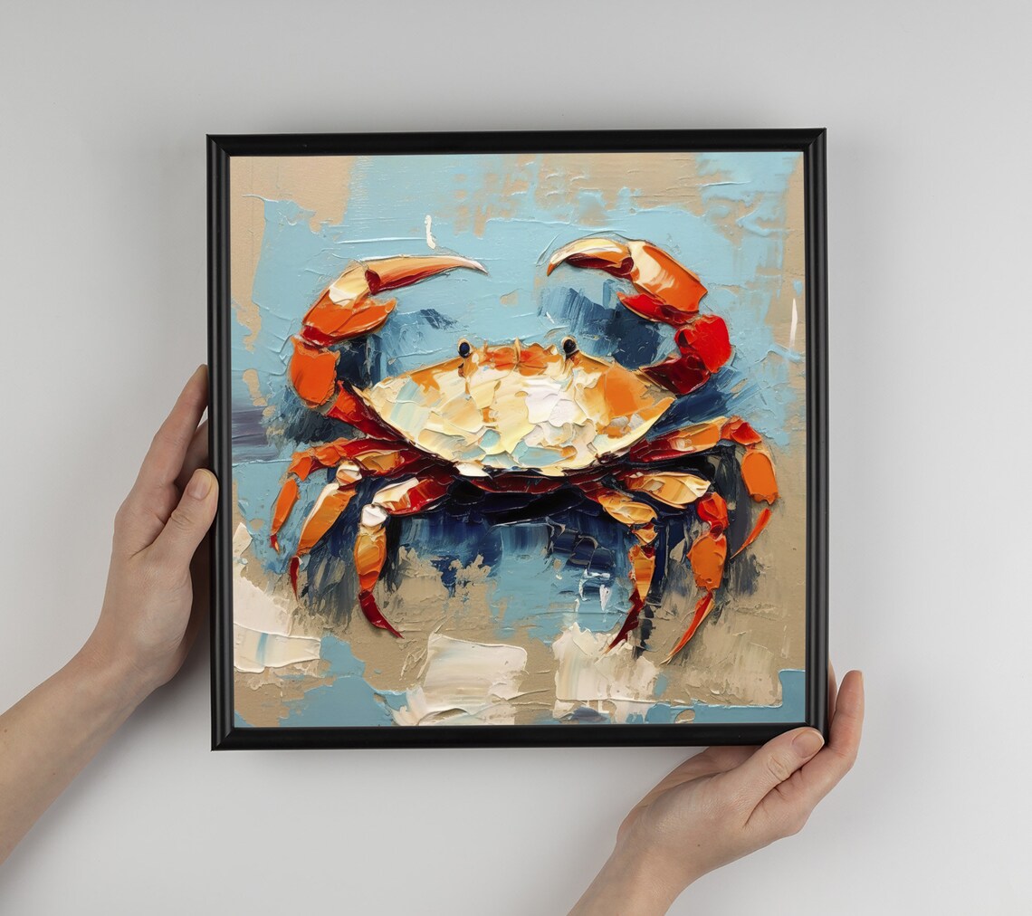 Crab Oil-Painting Style Art Print, Sea Life Decor - Image 5