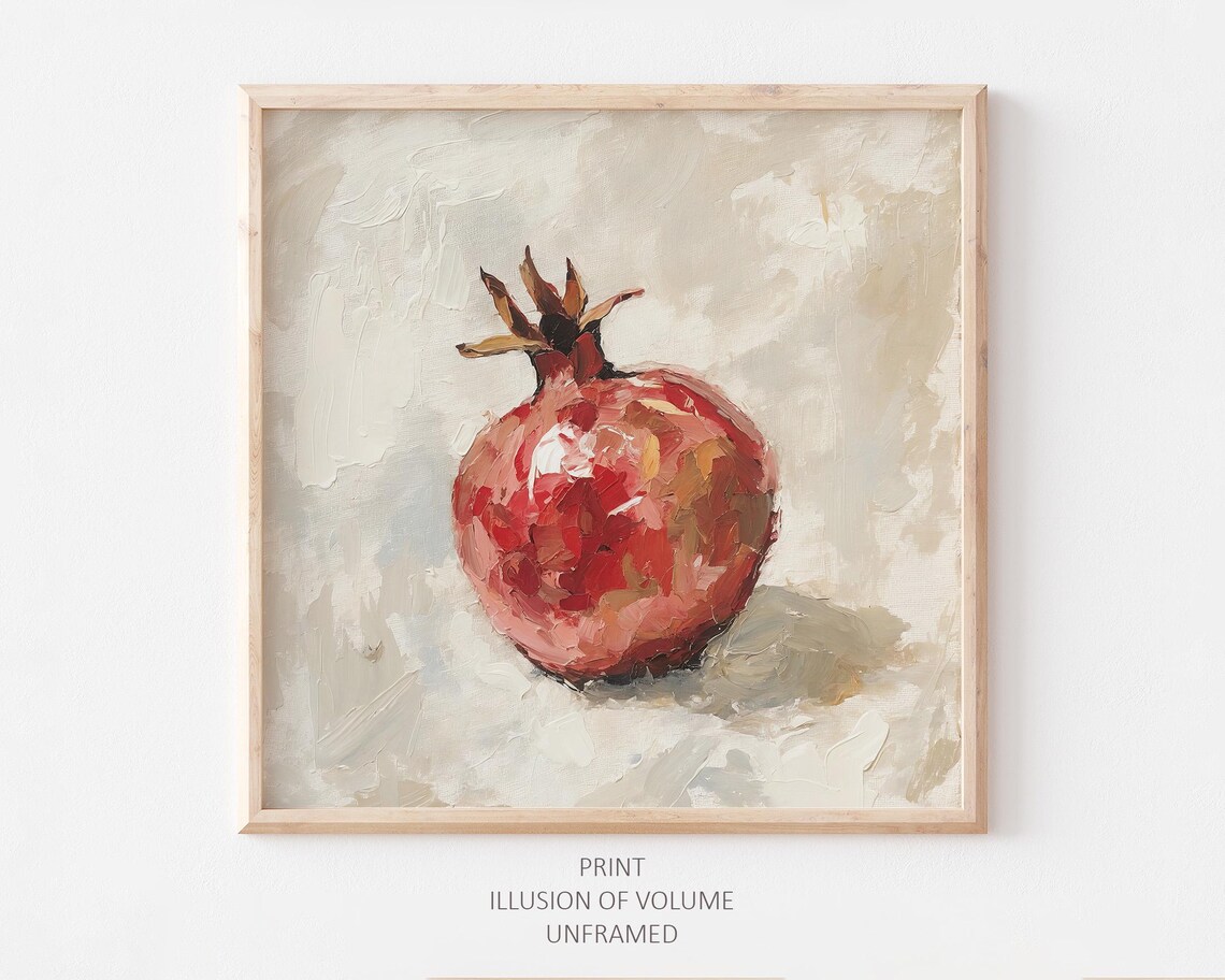 Pomegranate Oil Painting Art Print, Kitchen Wall Art