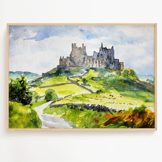 Rock Of Cashel Watercolor Travel Poster, Ireland