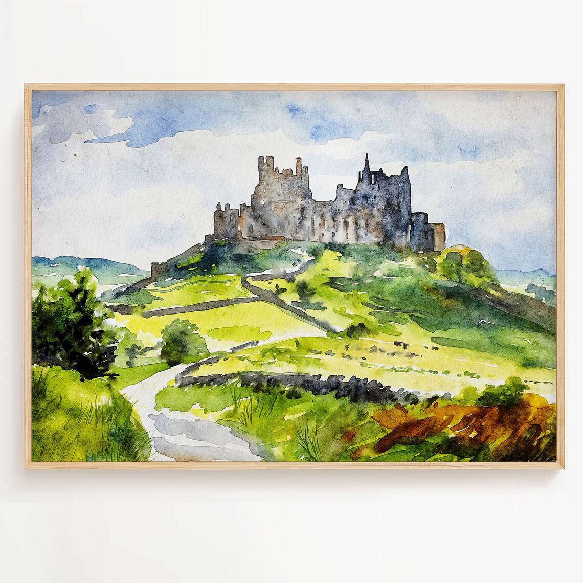 Rock Of Cashel Watercolor Travel Poster, Ireland