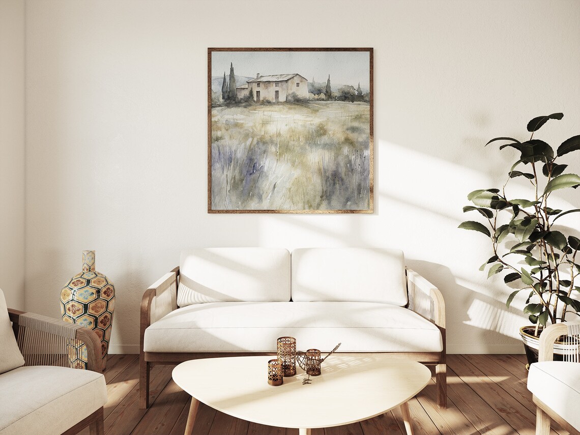 Provence France Stone Farmhouse Lavender Field Watercolor Art Poster - Image 5