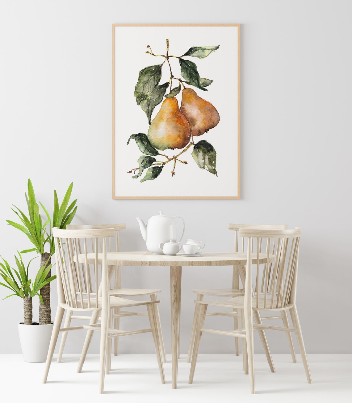 Golden Pears Branch Watercolor Botanical Fruit Kitchen Art Wall Poster - Image 3