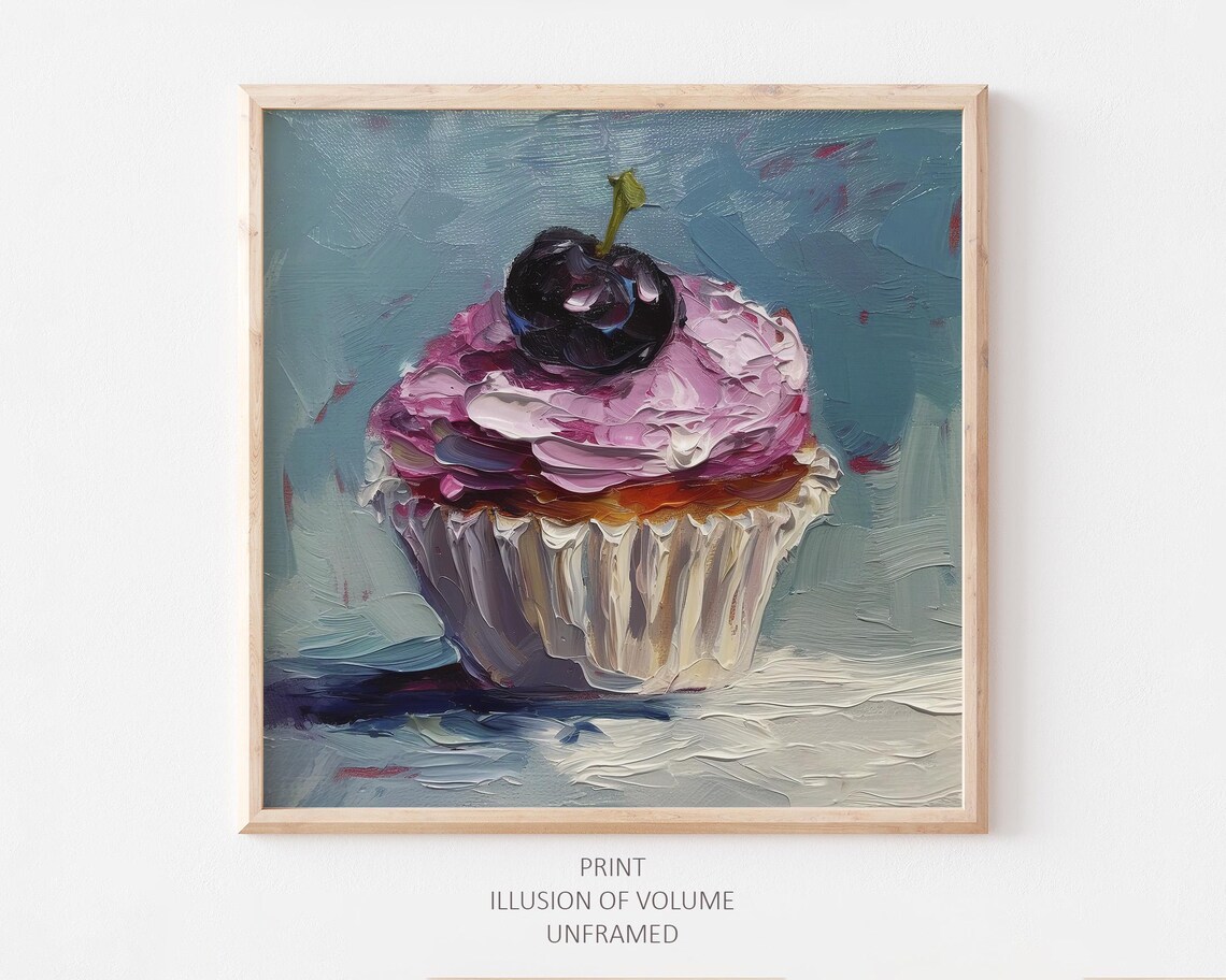 Cupcake Oil-Painting Dessert Still Life Art Print