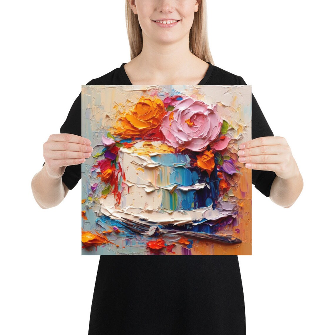 Cake Still Life Oil-Painting Kitchen Wall Art Print - Image 2