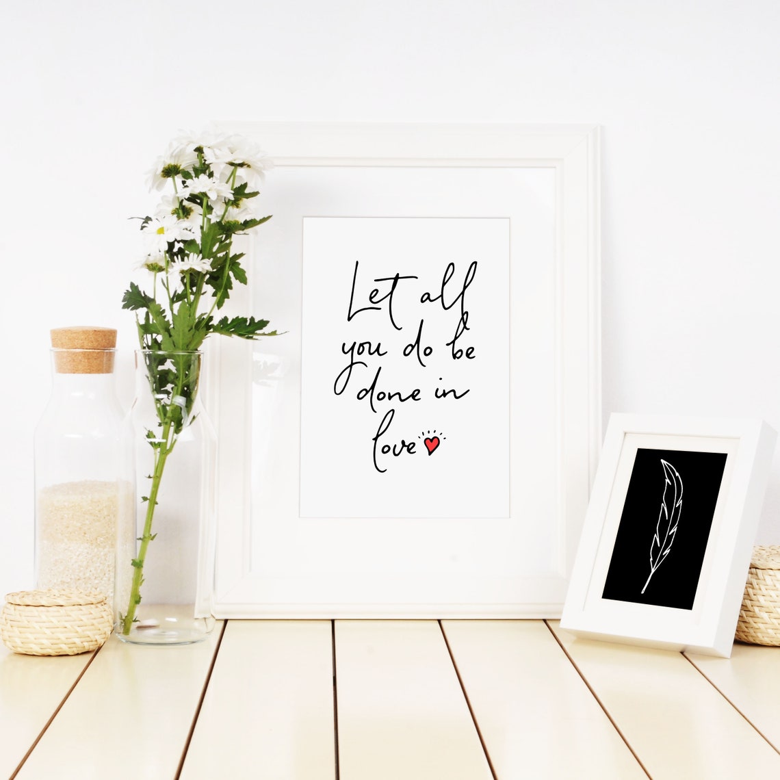 Let All You Do Be Done In Love Inspirational Quote Poster Script Heart - Image 2