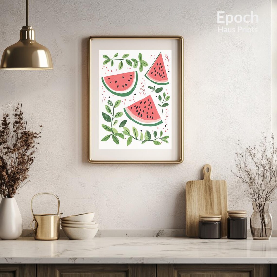 Watermelon Illustration, Fruit Kitchen Art Print - Image 3