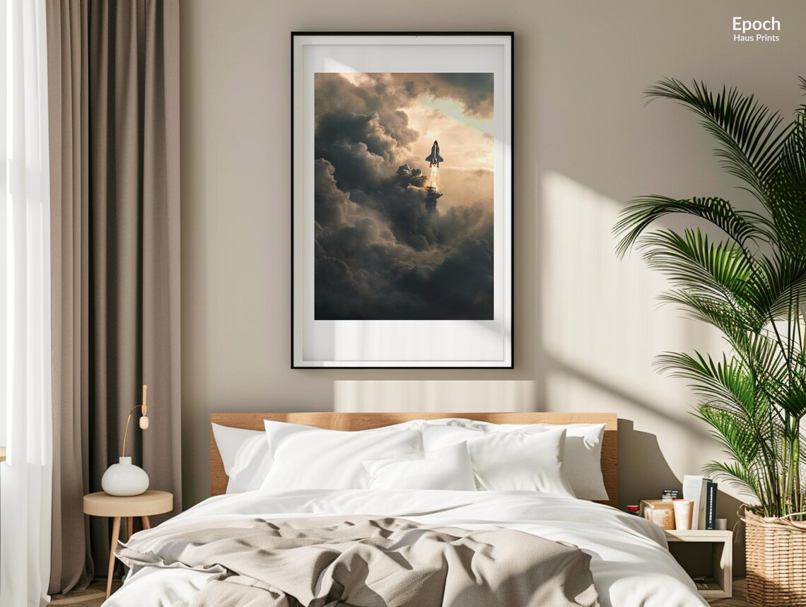 Space Shuttle Launch Piercing Dark Dramatic Storm Clouds Print - Image 3
