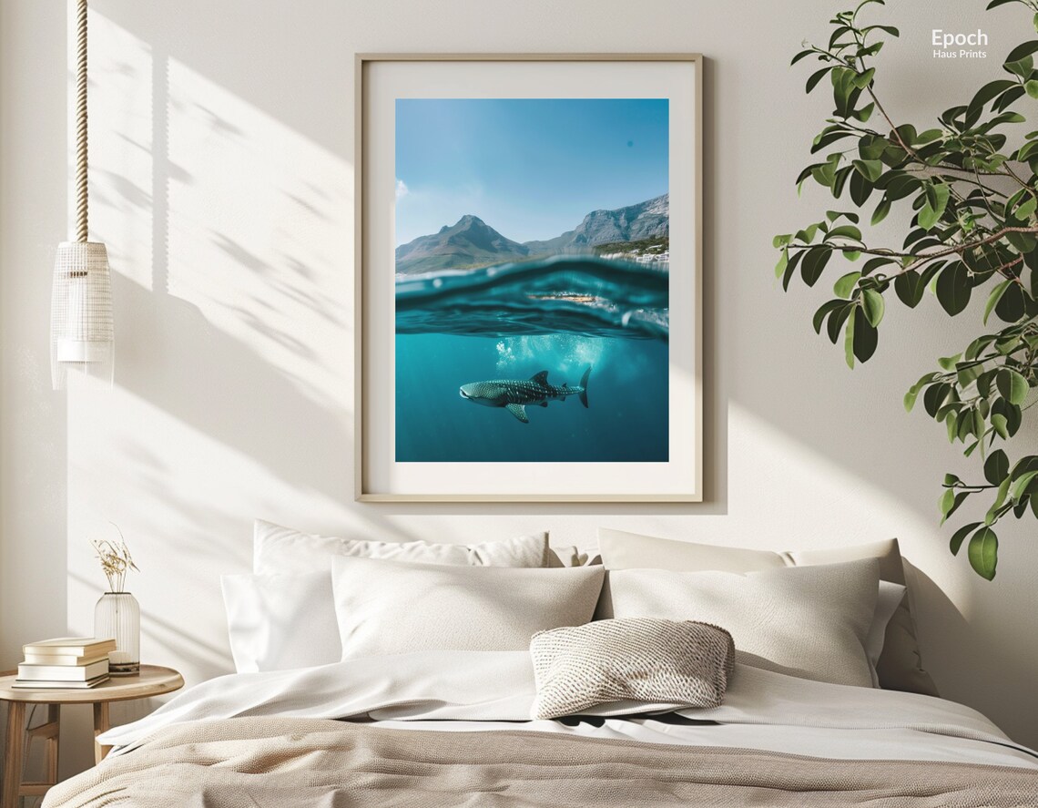 Whale Sharks Under Water, Wildlife Art Print - Image 3