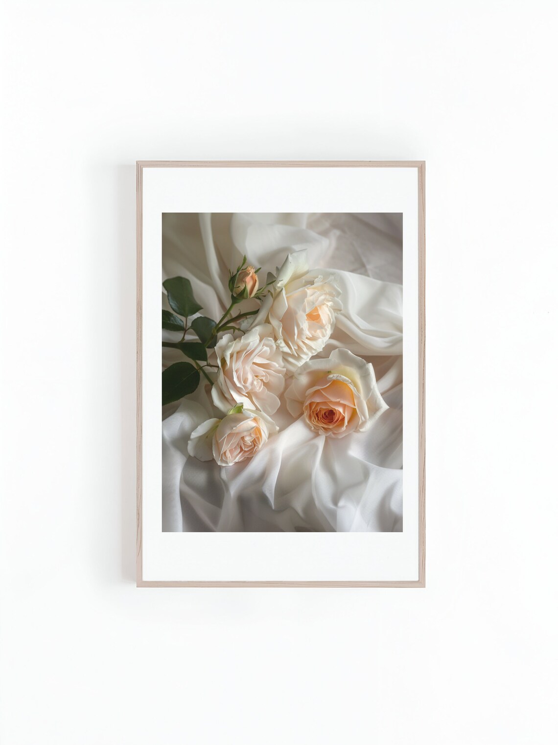 White Rose Flower Bouquet Floral Wall Art Print