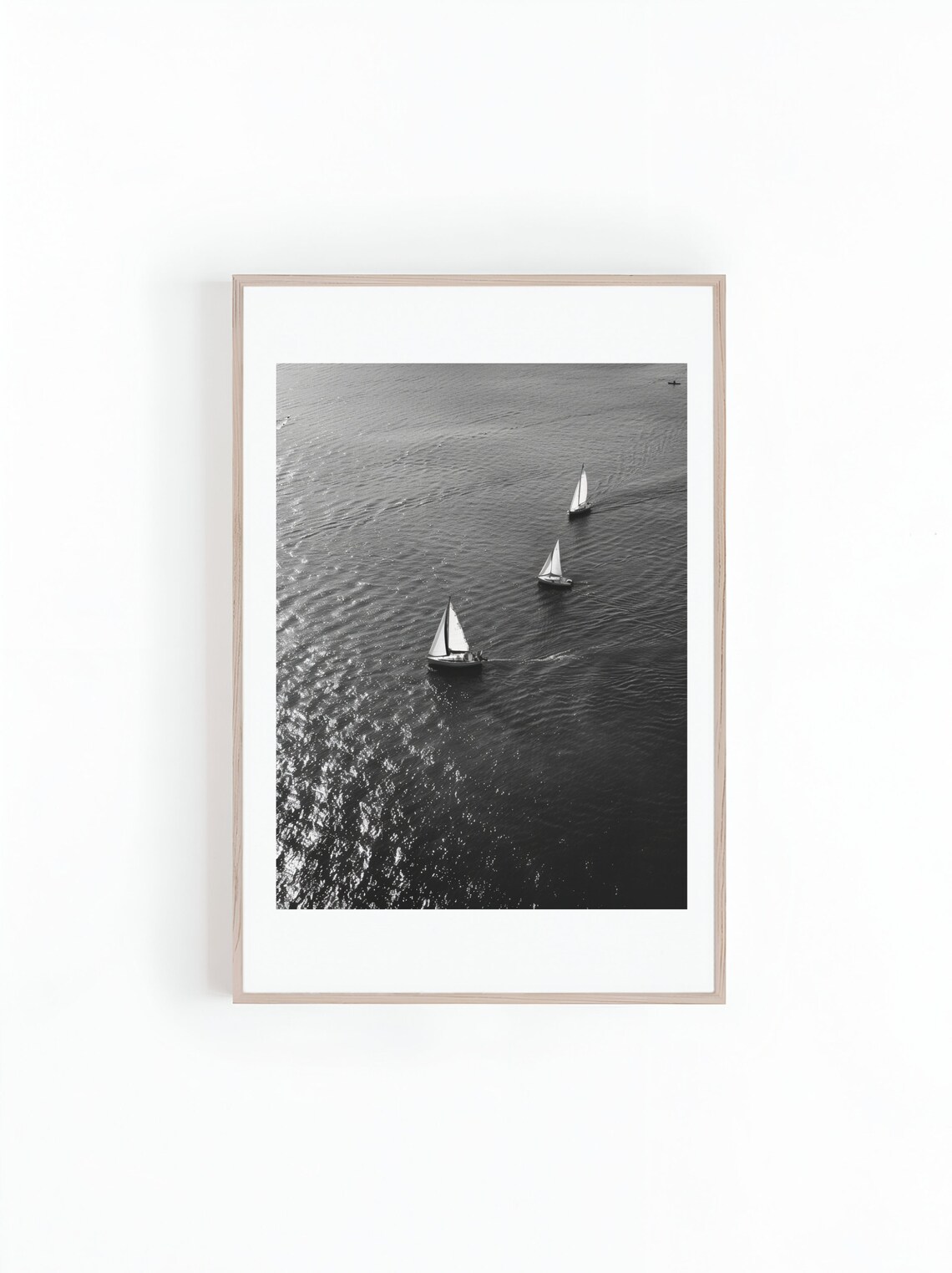 Sailing Boats in Black and White, Minimalist Art Print