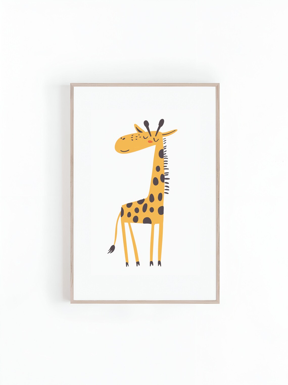 Cute Smiling Yellow Giraffe Kids Nursery Illustration Wall Art