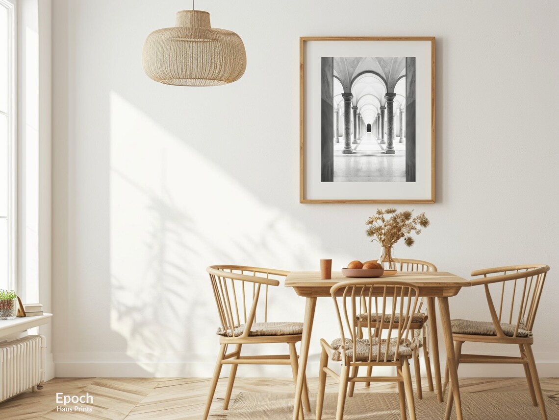 Black And White Photograph, Geometric Hallway - Image 3
