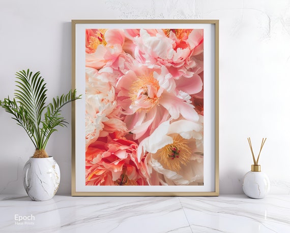 Peony Flower Bouquet, Botanical Wall Art Print