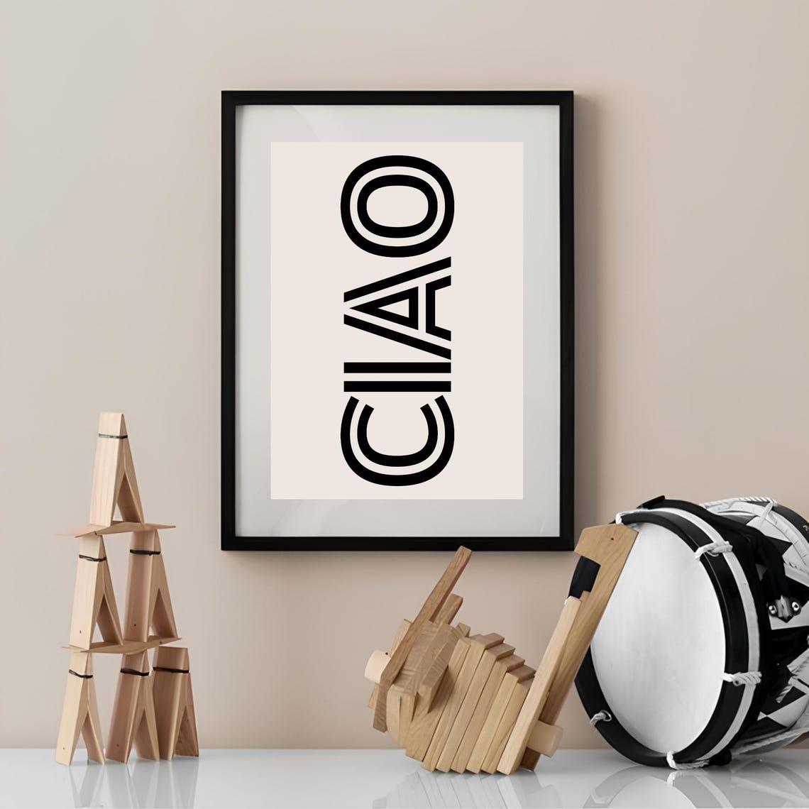 Ciao Outline Letter Vertical Typography Modern Italian Wall Art - Image 2