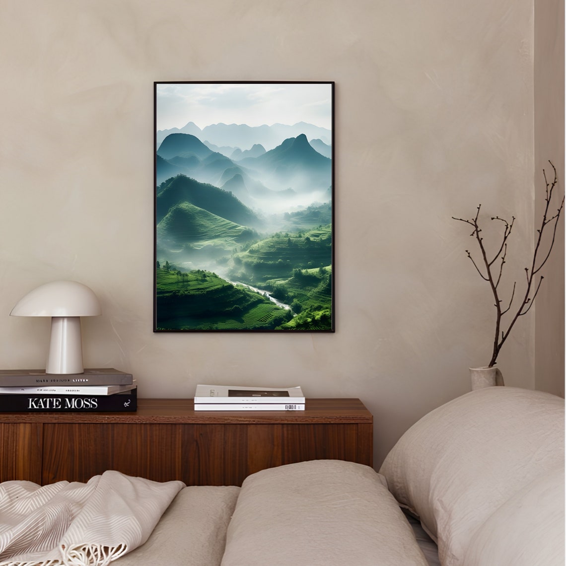 Misty Sage Green Karst Mountain Landscape Photography Poster - Image 3