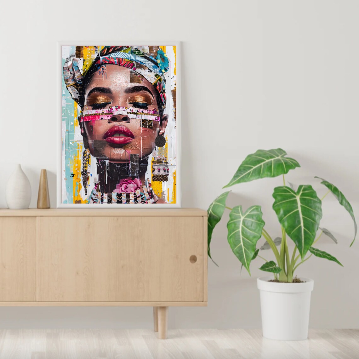 Eclectic Woman Painting Pop Art Large Wall Art Maximalist Painting Street Art Loft Wall Art Black Woman Portrait Printable Wall Art - Image 2
