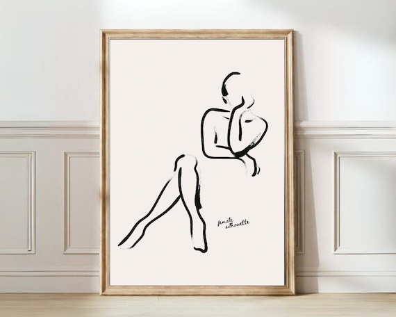 Minimalist Female Body Line Art Elegant Silhouette Drawing Poster