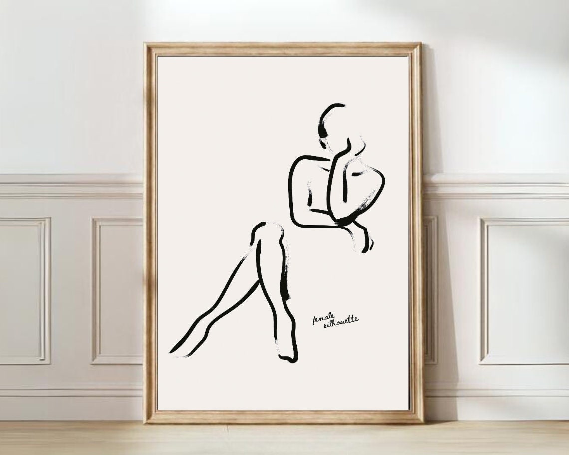 Minimalist Female Body Line Art Elegant Silhouette Drawing Poster