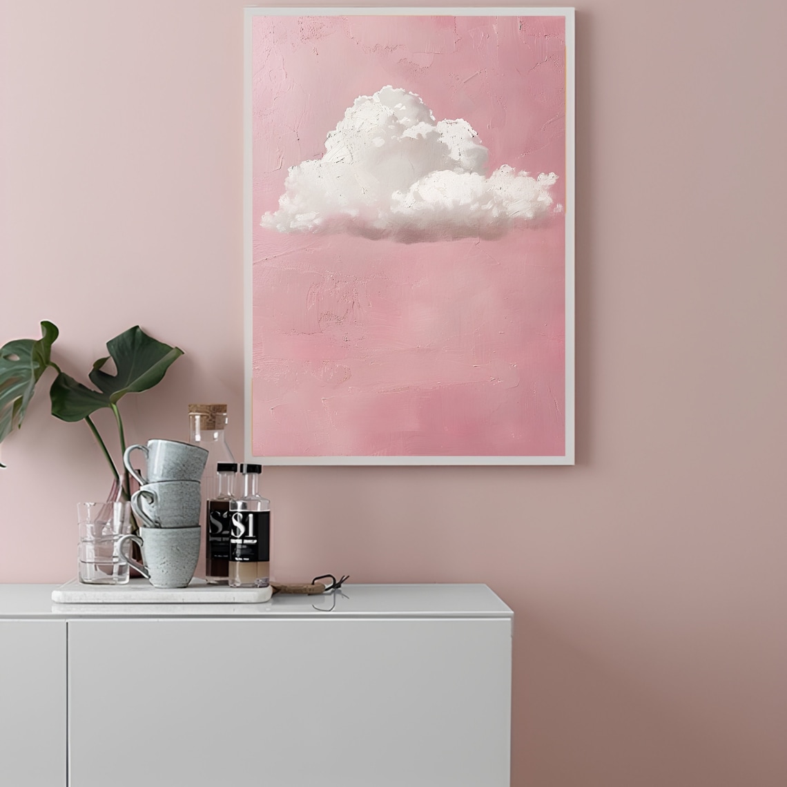 Cloud Print, Moody Pink Minimalist Art Print - Image 3
