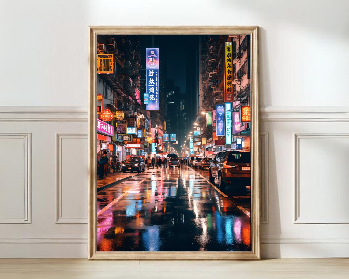 Hong Kong Skyline Travel Poster, China City View