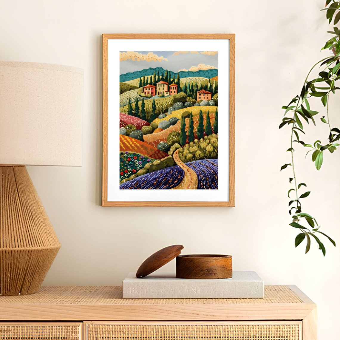 Tuscany Mosaic Travel Poster, Eclectic Italy Art - Image 3