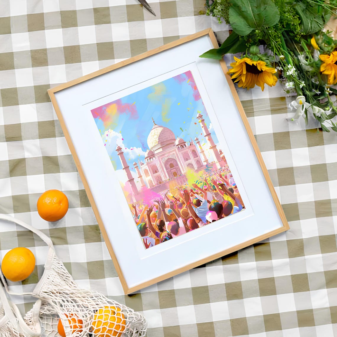 India Print India Illustration Taj Mahal Print Taj Mahal Poster Holi Print India Travel Poster India Painting India Gift Travel Gallery - Image 3