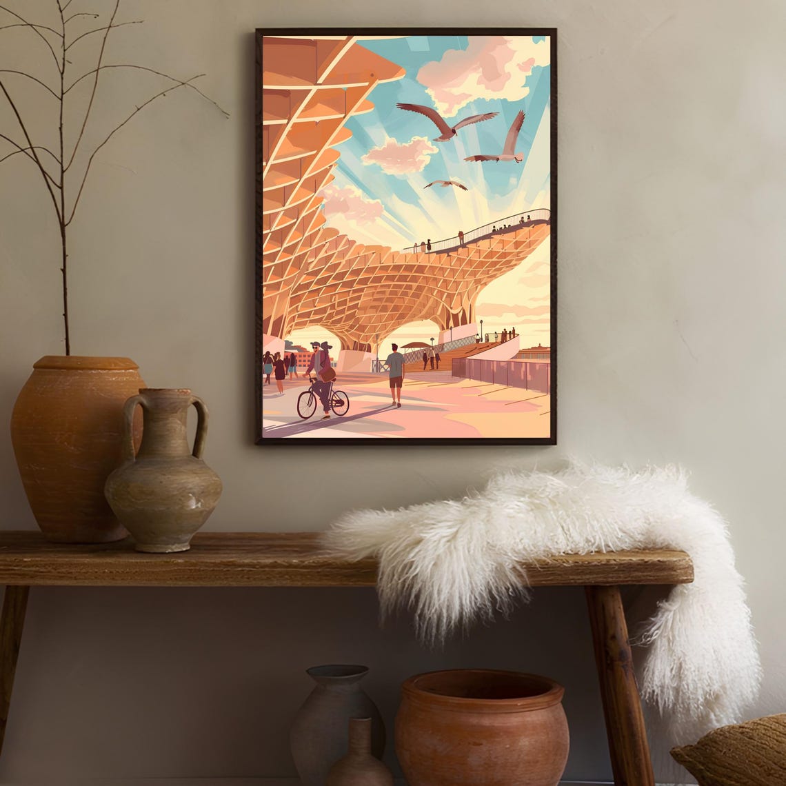 Seville Print Sevilla Illustration Las Setas Print Seville Mushroom Print Spain Travel Poster Sevilla Poster Andalusia Print Seville Gift - Image 2