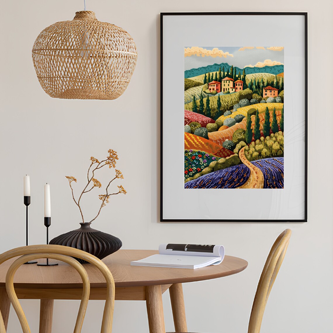 Tuscany Mosaic Travel Poster, Eclectic Italy Art - Image 2