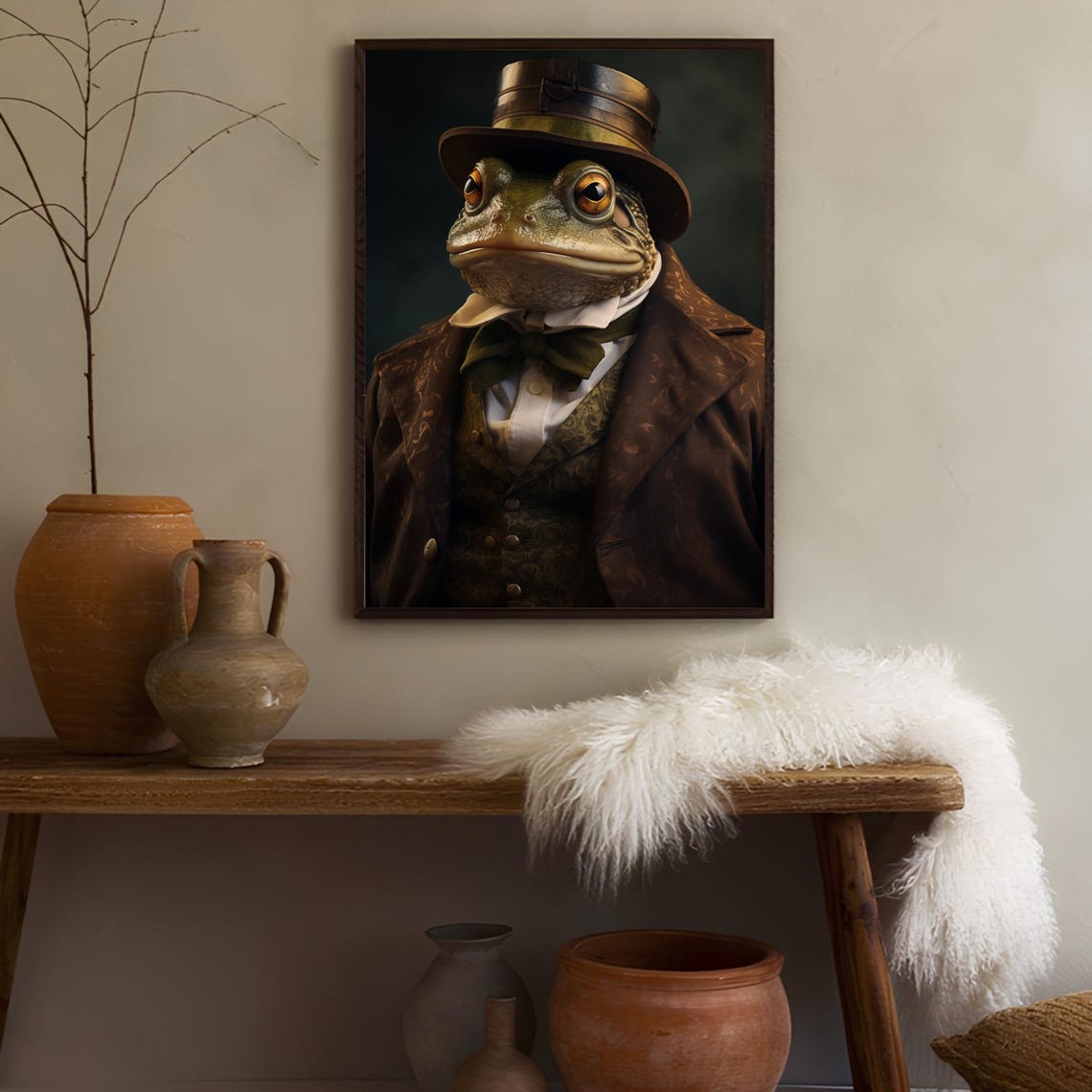 Victorian Gentleman Frog Top Hat Portrait Funny Animal Poster - Image 3