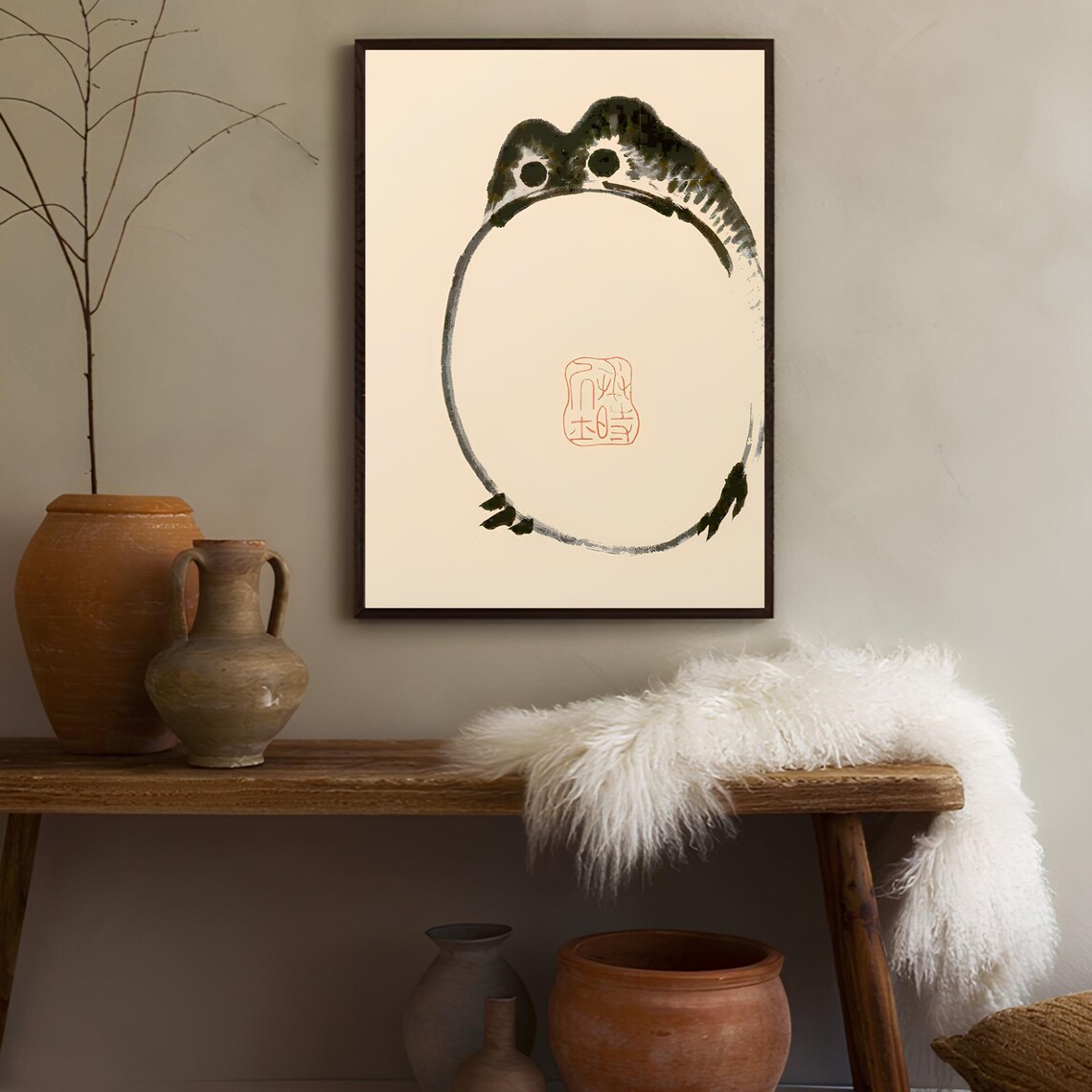 Matsumoto Hoji Frog Japanese Ink Painting Funny Animal Poster - Image 2