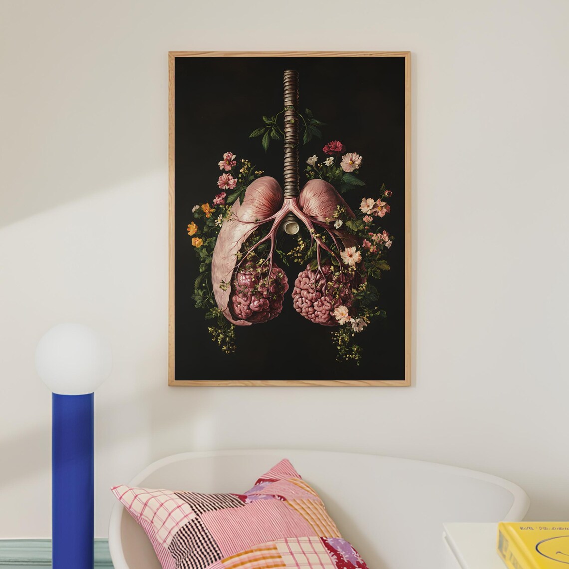 Human Lungs Vintage Floral Anatomy Art Print - Image 2