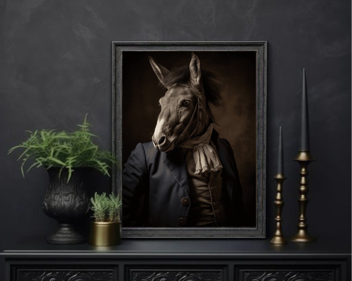 Victorian Donkey Portrait In Dapper Gentleman Attire Art Poster - Image 3