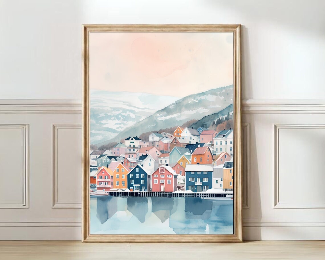 Tromso Illustration Travel Poster, Norway Wall Art