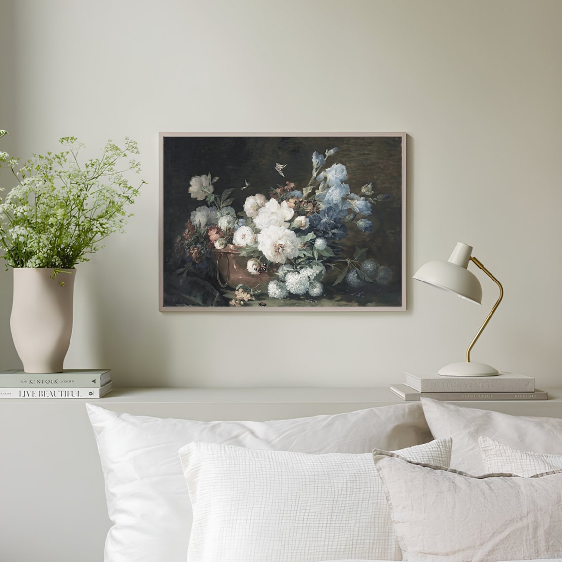 Vintage Wildflowers Painting Vintage Flower Print Blue Floral Print Vintage Peonies Print Still Life Farmhouse Decor - Image 2