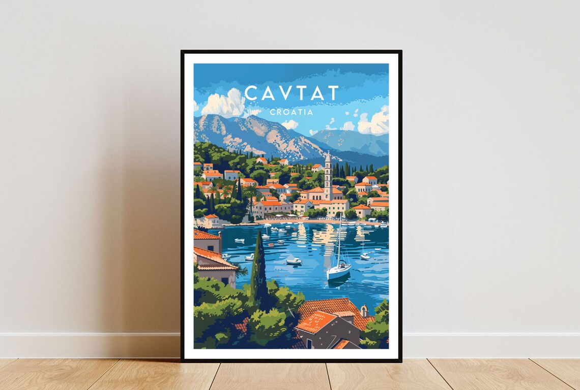 Cavtat Travel Poster, Croatia Europe Wall Art
