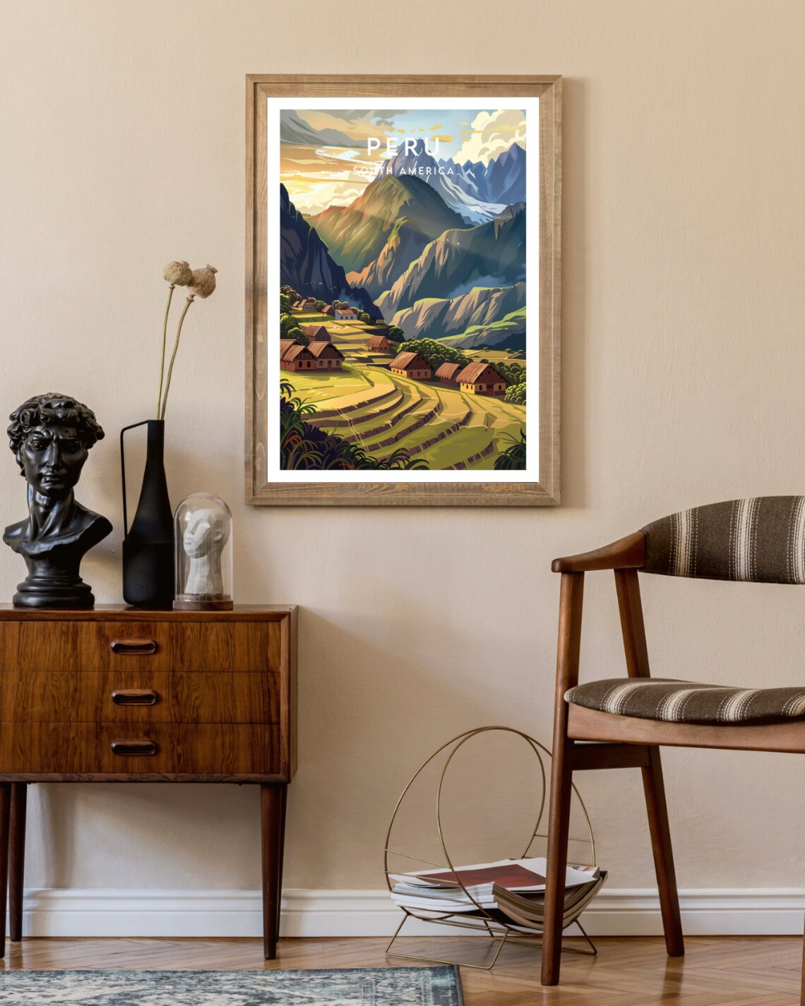 Peru South America Andean Mountain Village and Terrace Art Poster - Image 2