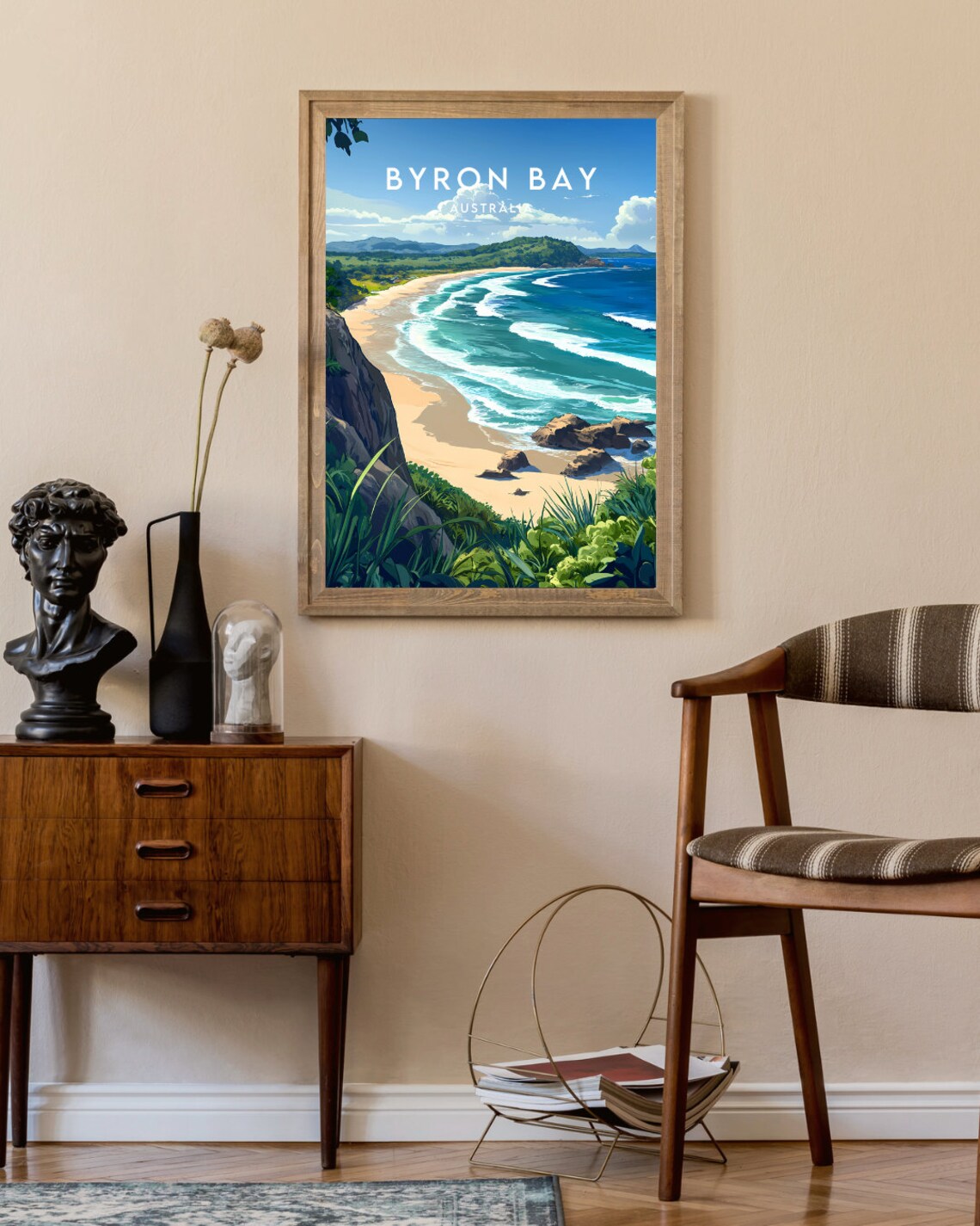 Byron Bay Australia Sunny Beach Lighthouse Vintage Travel Poster - Image 2
