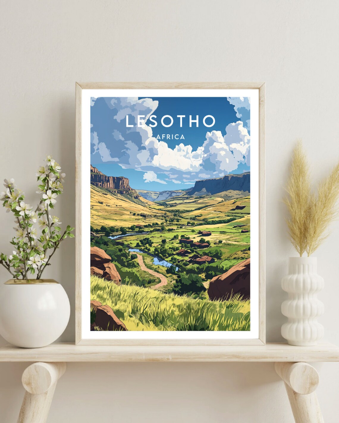 Lesotho Travel Print Africa Lesotho Poster Africa Poster Travel Wall Art Africa Print Lesotho Wall Art Lesotho Africa Wall Art - Image 4
