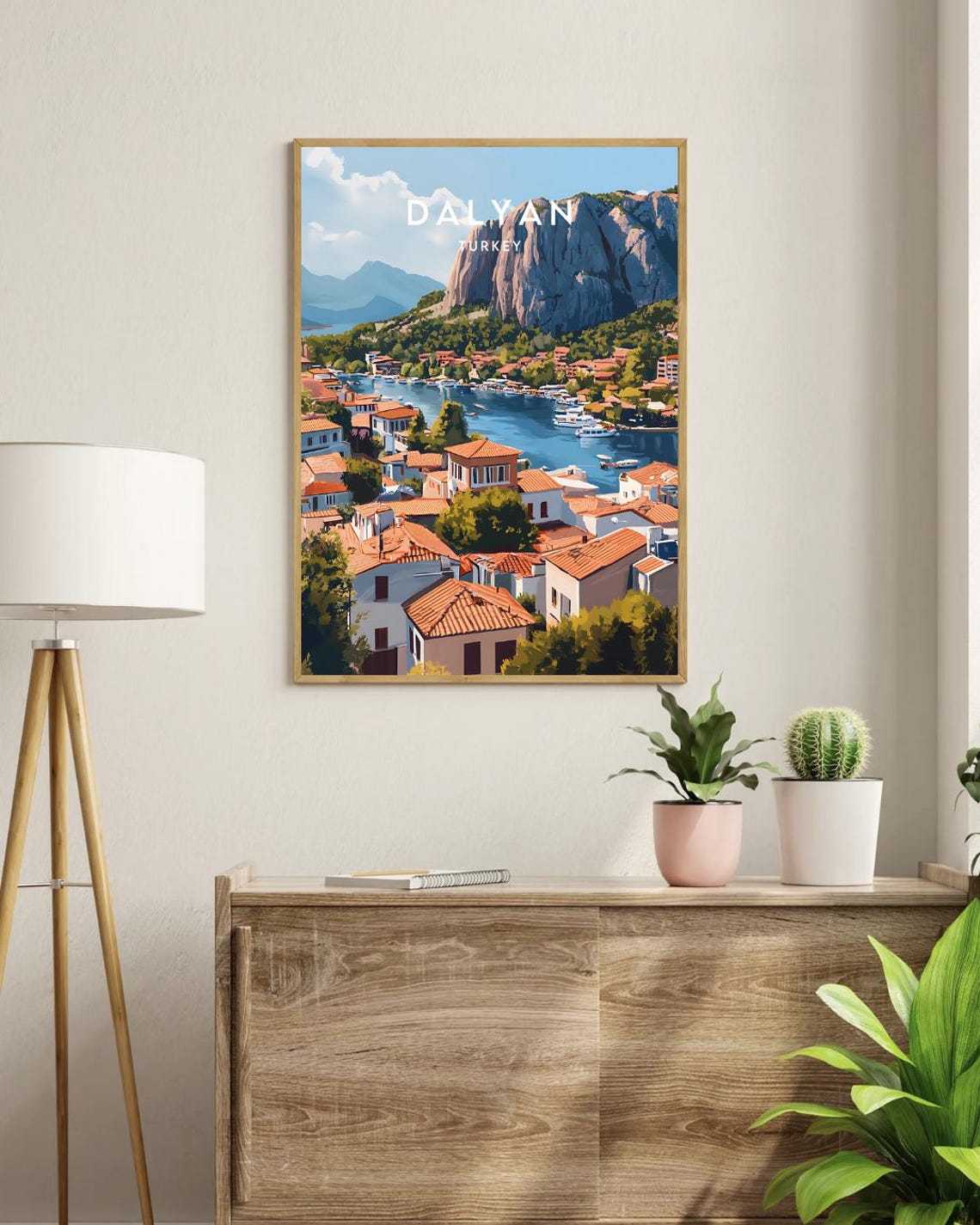 Dalyan Turkey Scenic Harbor River Town Rocky Cliffs Travel Poster - Image 3