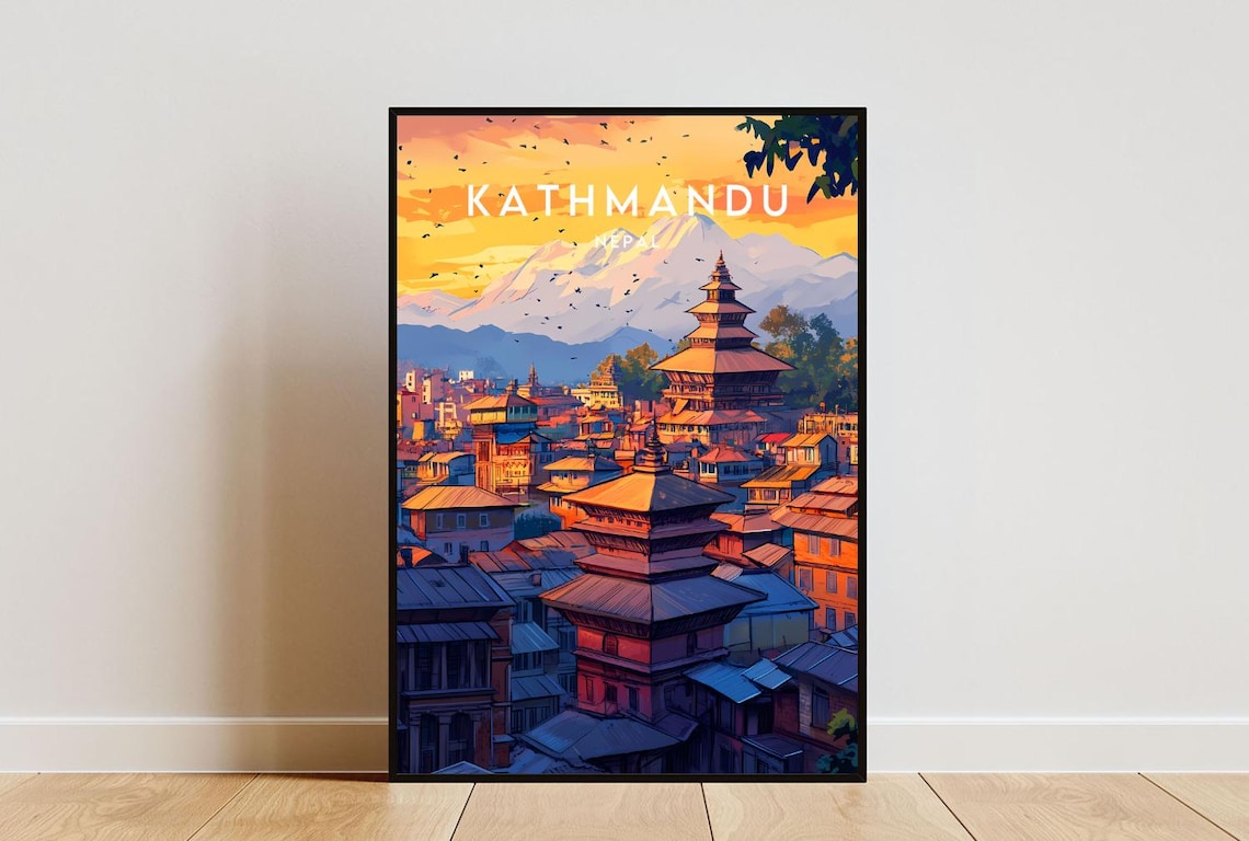 Kathmandu Travel Print Nepal Kathmandu Poster Nepal Poster Travel Wall Art Nepal Print Kathmandu Print Travel Poster Nepal Wall Art
