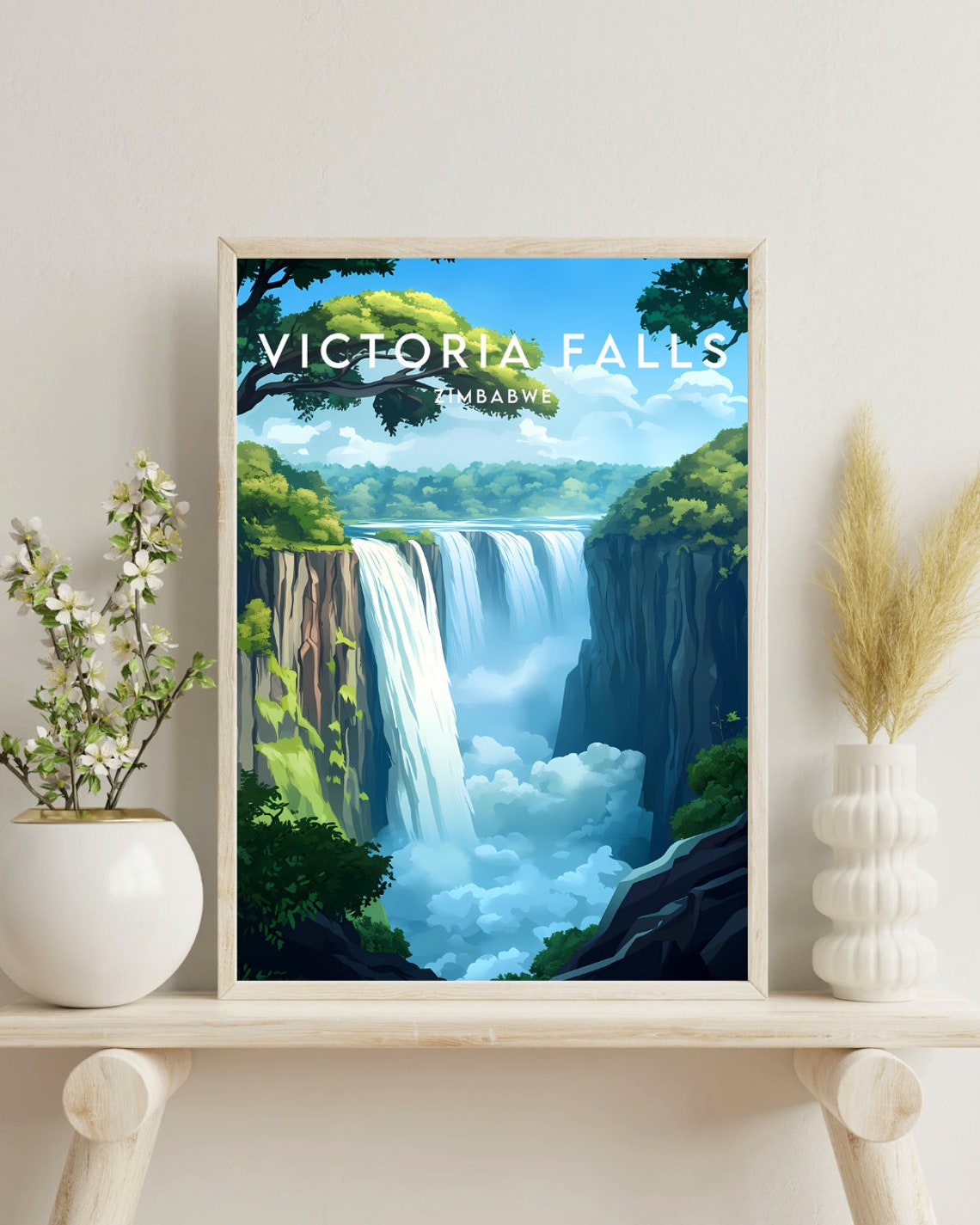 Victoria Falls Zimbabwe Waterfall Mist Vintage Travel Poster - Image 4